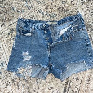 Topshop Distressed Denim Shorts